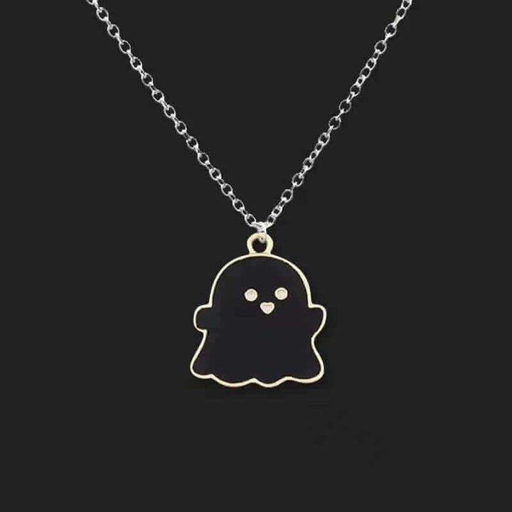 Ghostly Halloween Black and White Ghost Necklace (1 Pair) - Black-White-Spooky Style - $10.99