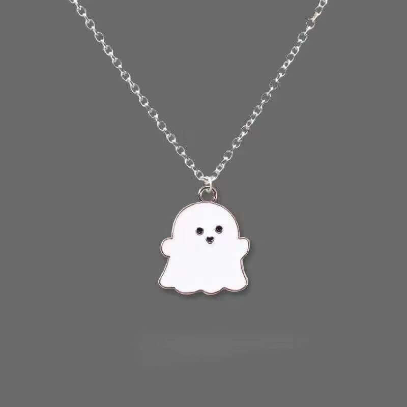 Ghostly Halloween Black and White Ghost Necklace (1 Pair) - Black-White-Spooky Style - $10.99