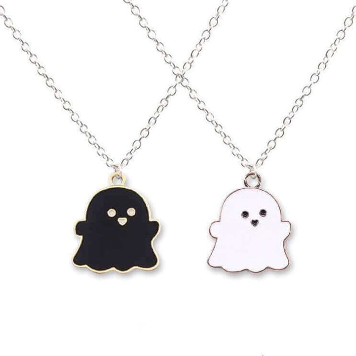 Ghostly Halloween Black and White Ghost Necklace (1 Pair) - Black-White-Spooky Style - $10.99