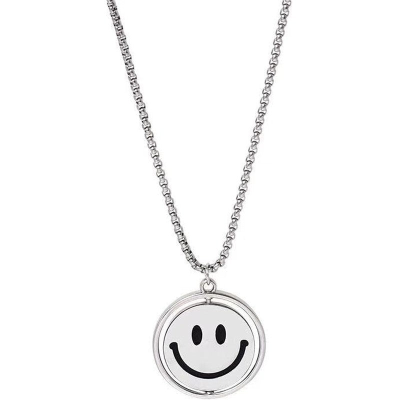 Smiley Face Spinner Necklace - Ins Street Style Hip-Hop Pendant for Men & Women-first